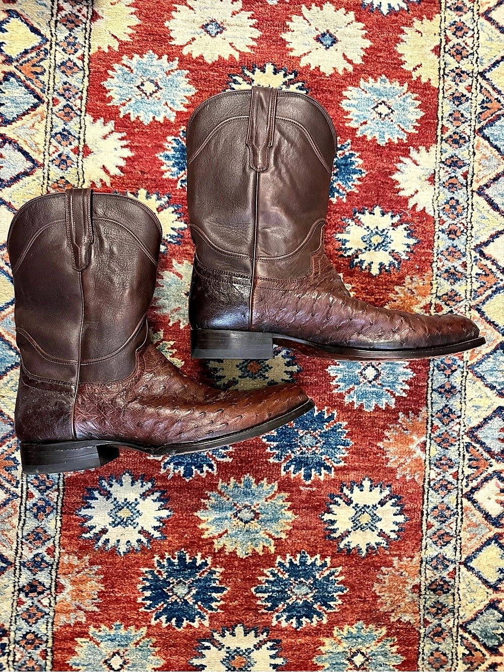 Men’s vintage Tecovas The Doc Ostrich Brown Western Boots size 12 wide